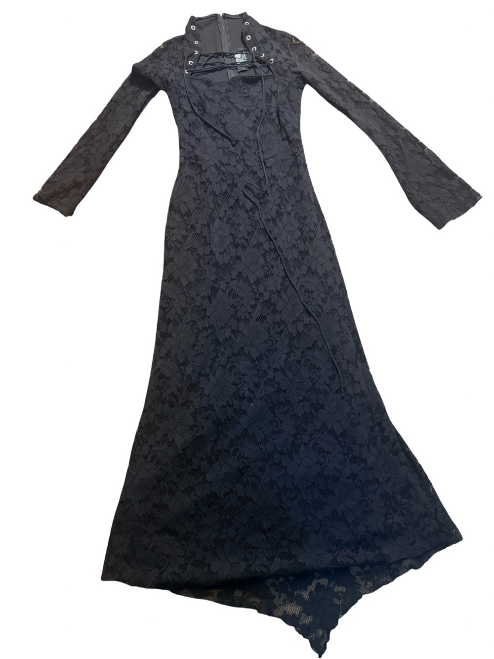 Lip Service Black Lace Maxi Dress with Eyelet Detail